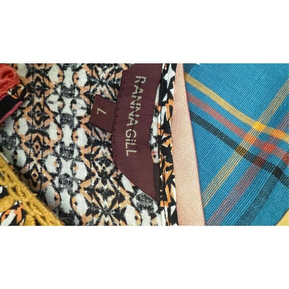 Ranna Gill ANTHROPOLOGIE size L VNeck Boho Sleeveless Panel Tank multicolor - Picture 8 of 8